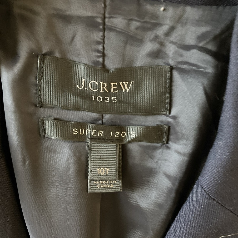 J. Crew 1035 Super 120's Blazer Sz 10 Tall Navy Wool Schoolboy Jacket Academia - Picture 4 of 11